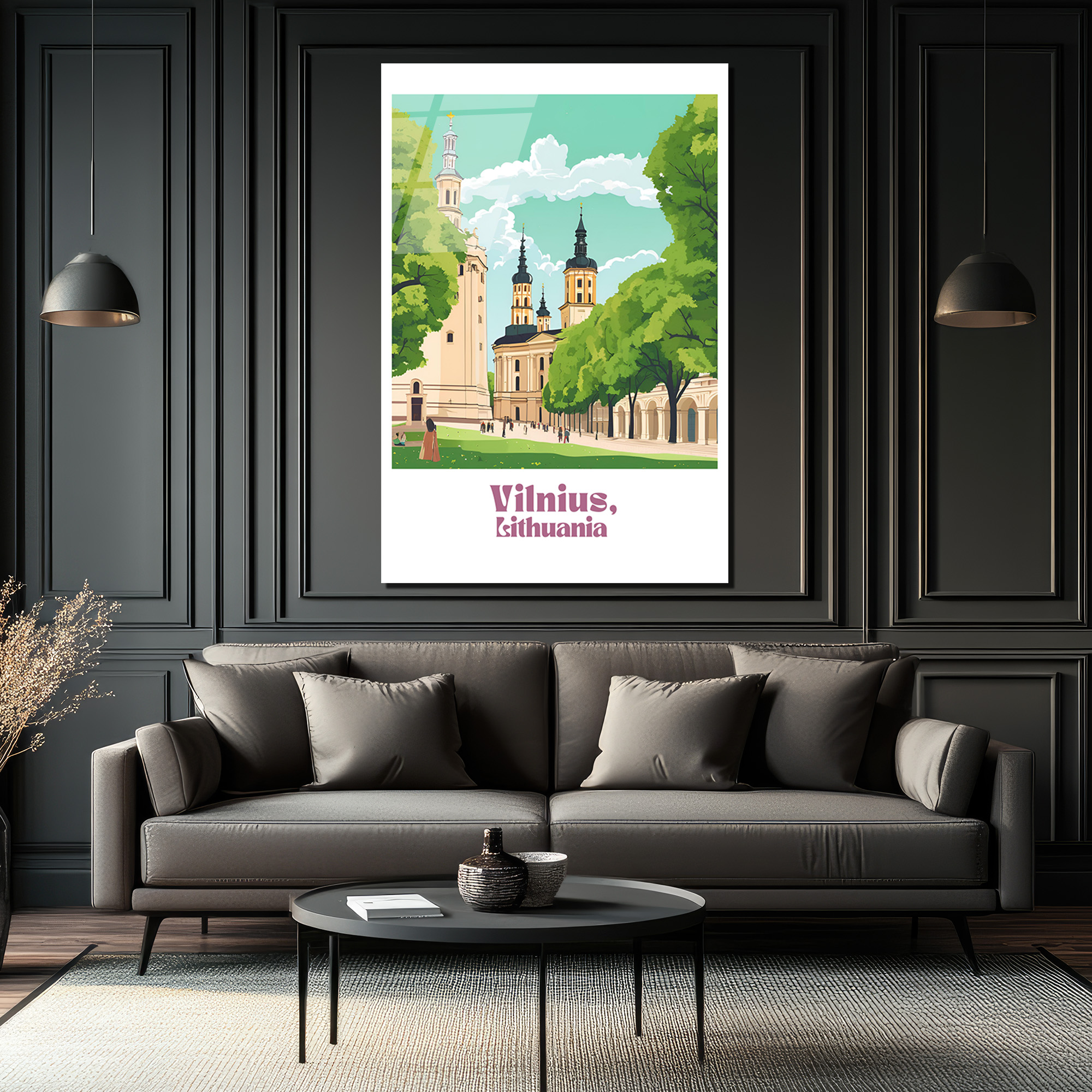 Vilnius Litvanya Şehir Manzarası Modern Cam Tablo - Glazella Vilnius Litvanya Şehir Manzarası Modern Cam Tablo - Glazella