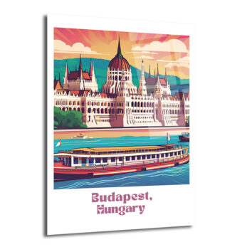 Budapeşte Parlamento Binası Manzaralı Modern Cam Tablo - Glazella