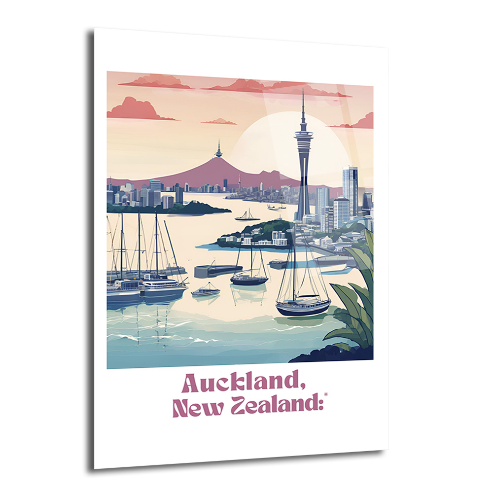 Auckland Manzarası Cam Tablo - Yeni Zelanda Şehir Silüeti - Glazella Auckland Manzarası Cam Tablo - Yeni Zelanda Şehir Silüeti - Glazella