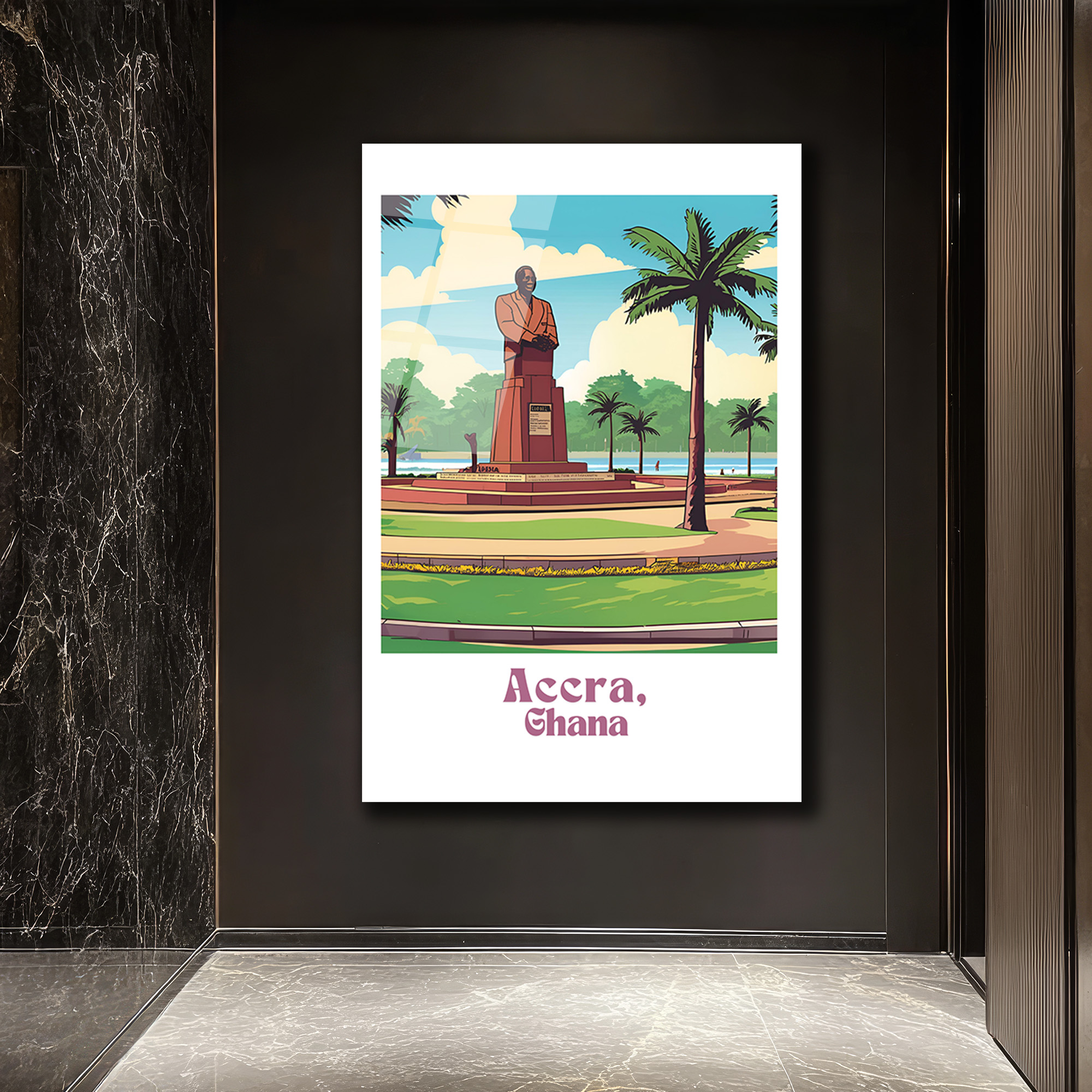 Accra, Gana Tarihi Anıtı Modern Sanat Cam Tablo - Glazella Accra, Gana Tarihi Anıtı Modern Sanat Cam Tablo - Glazella
