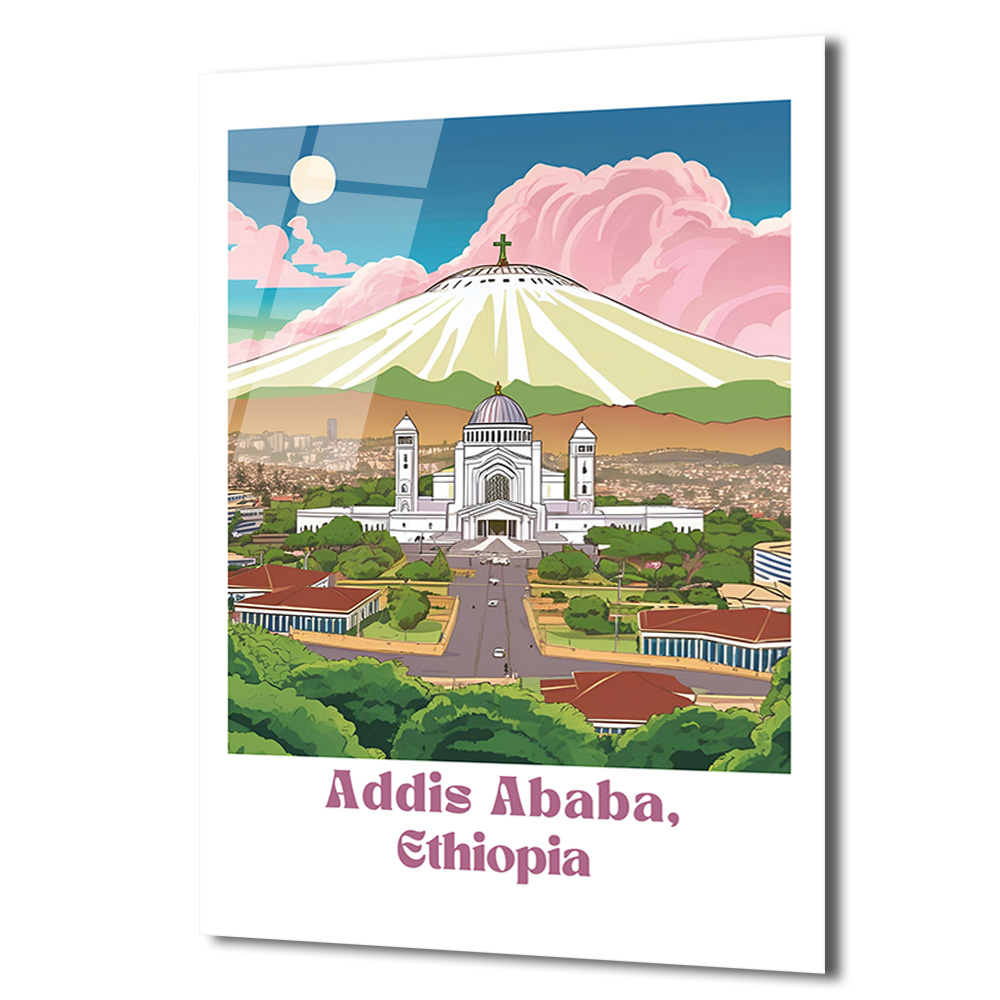Addis Ababa Manzarası Cam Tablo - Etiyopya Şehir Sanatı - Glazella Addis Ababa Manzarası Cam Tablo - Etiyopya Şehir Sanatı - Glazella