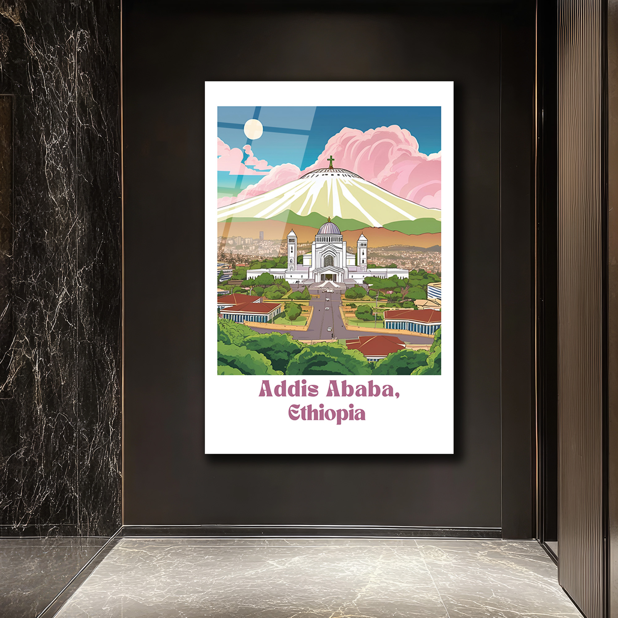 Addis Ababa Manzarası Cam Tablo - Etiyopya Şehir Sanatı - Glazella Addis Ababa Manzarası Cam Tablo - Etiyopya Şehir Sanatı - Glazella