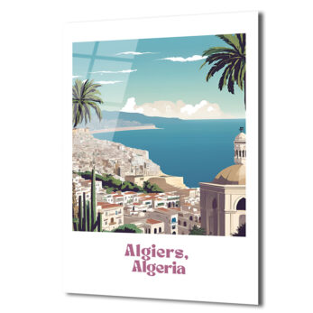Cezayir Sahili Manzarası Cam Tablo - Algiers Nostaljik Sanat - Glazella