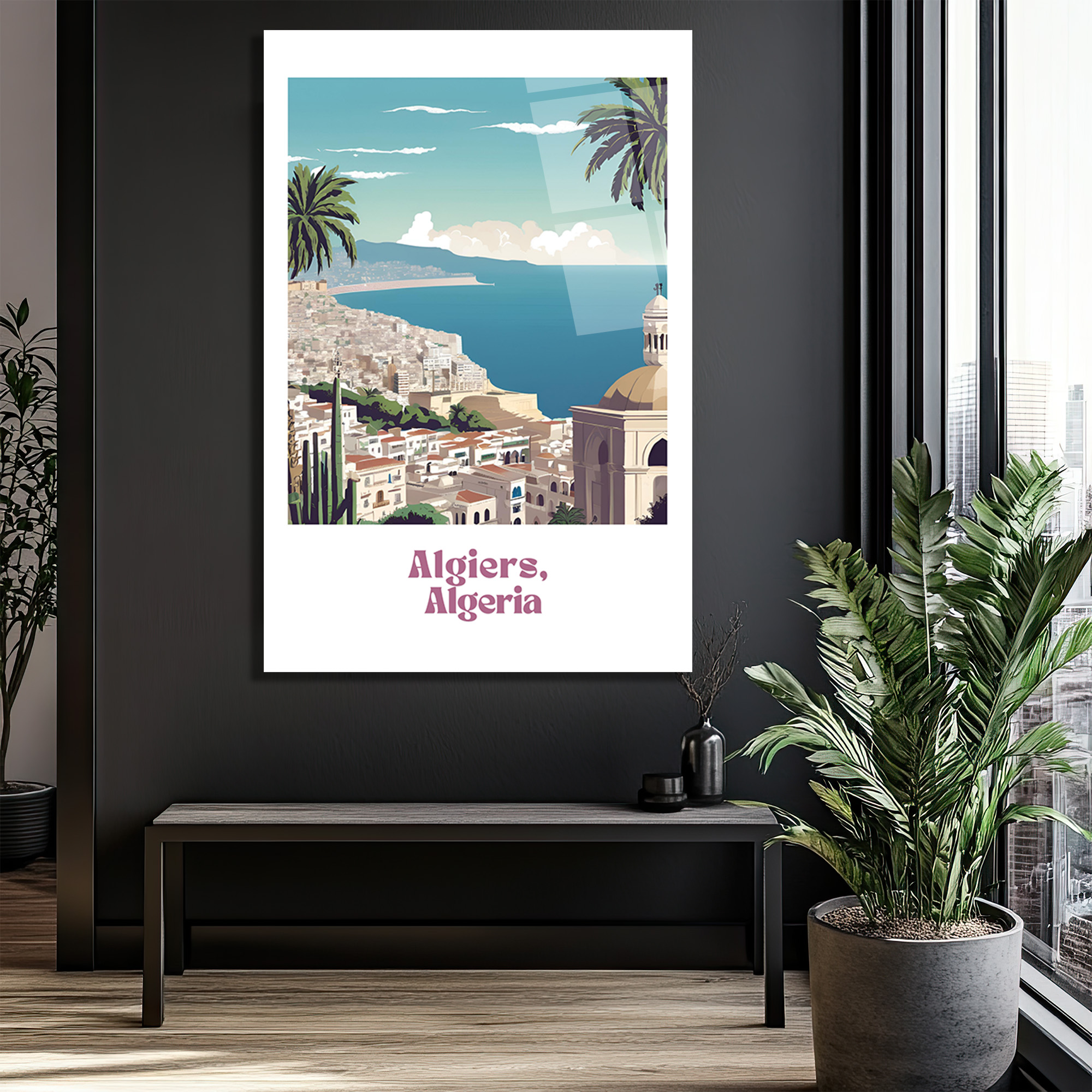 Cezayir Sahili Manzarası Cam Tablo - Algiers Nostaljik Sanat - Glazella Cezayir Sahili Manzarası Cam Tablo - Algiers Nostaljik Sanat - Glazella