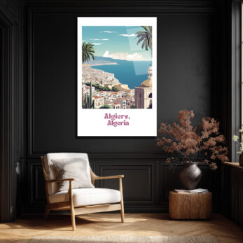 Cezayir Sahili Manzarası Cam Tablo - Algiers Nostaljik Sanat - Glazella Cezayir Sahili Manzarası Cam Tablo - Algiers Nostaljik Sanat - Glazella