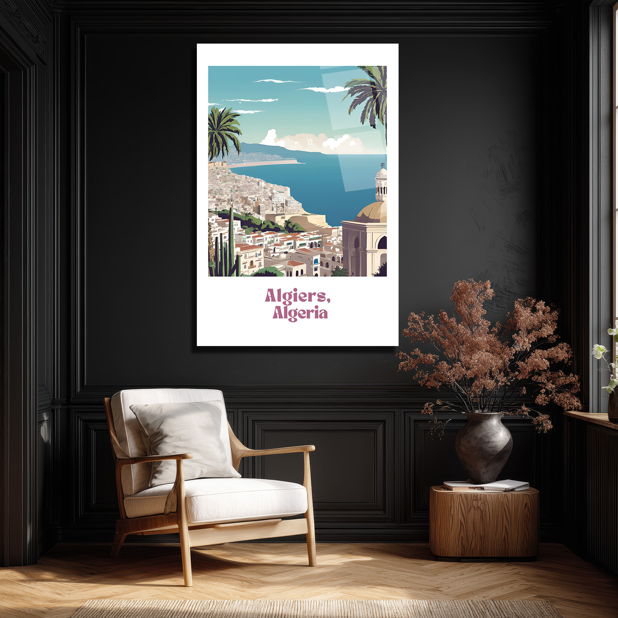 Cezayir Sahili Manzarası Cam Tablo - Algiers Nostaljik Sanat - Glazella Cezayir Sahili Manzarası Cam Tablo - Algiers Nostaljik Sanat - Glazella