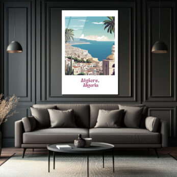 Cezayir Sahili Manzarası Cam Tablo - Algiers Nostaljik Sanat - Glazella Cezayir Sahili Manzarası Cam Tablo - Algiers Nostaljik Sanat - Glazella
