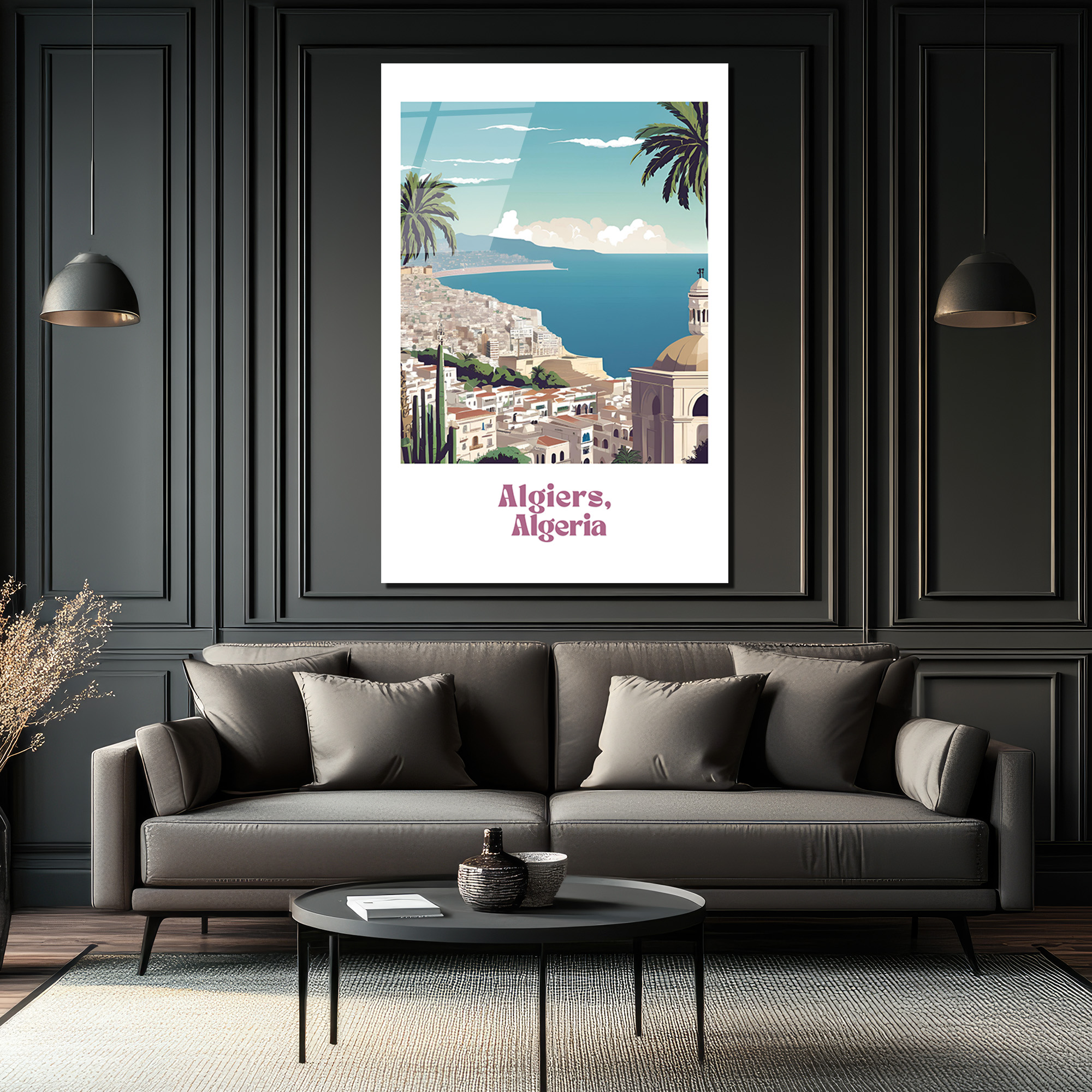 Cezayir Sahili Manzarası Cam Tablo - Algiers Nostaljik Sanat - Glazella Cezayir Sahili Manzarası Cam Tablo - Algiers Nostaljik Sanat - Glazella