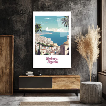 Cezayir Sahili Manzarası Cam Tablo - Algiers Nostaljik Sanat - Glazella Cezayir Sahili Manzarası Cam Tablo - Algiers Nostaljik Sanat - Glazella