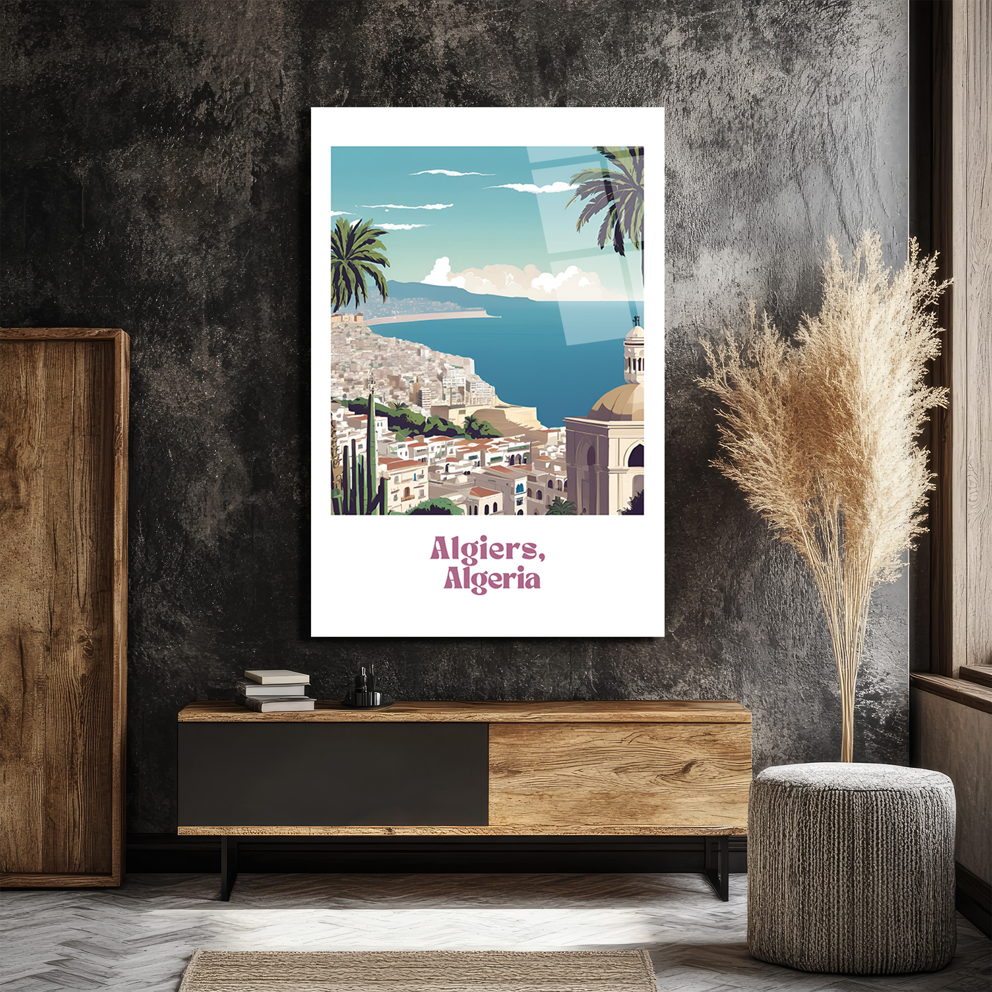 Cezayir Sahili Manzarası Cam Tablo - Algiers Nostaljik Sanat - Glazella Cezayir Sahili Manzarası Cam Tablo - Algiers Nostaljik Sanat - Glazella