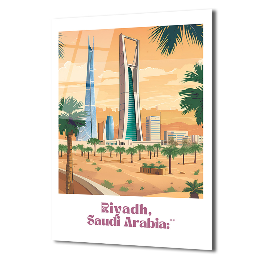 Riyadh, Suudi Arabistan Temalı Modern Cam Tablo - Glazella Riyadh, Suudi Arabistan Temalı Modern Cam Tablo - Glazella