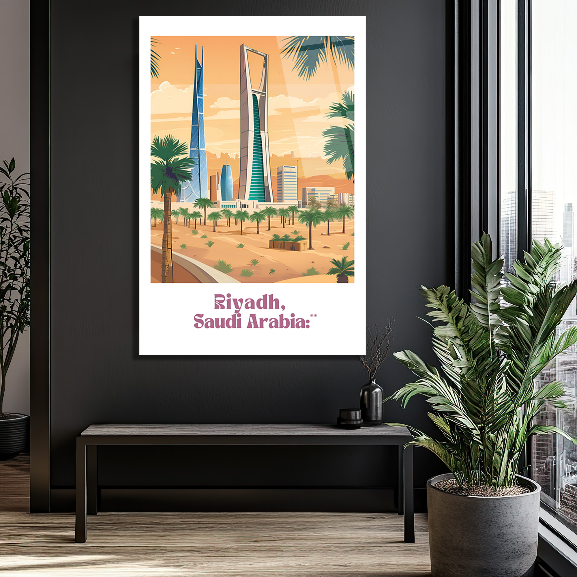 Riyadh, Suudi Arabistan Temalı Modern Cam Tablo - Glazella Riyadh, Suudi Arabistan Temalı Modern Cam Tablo - Glazella