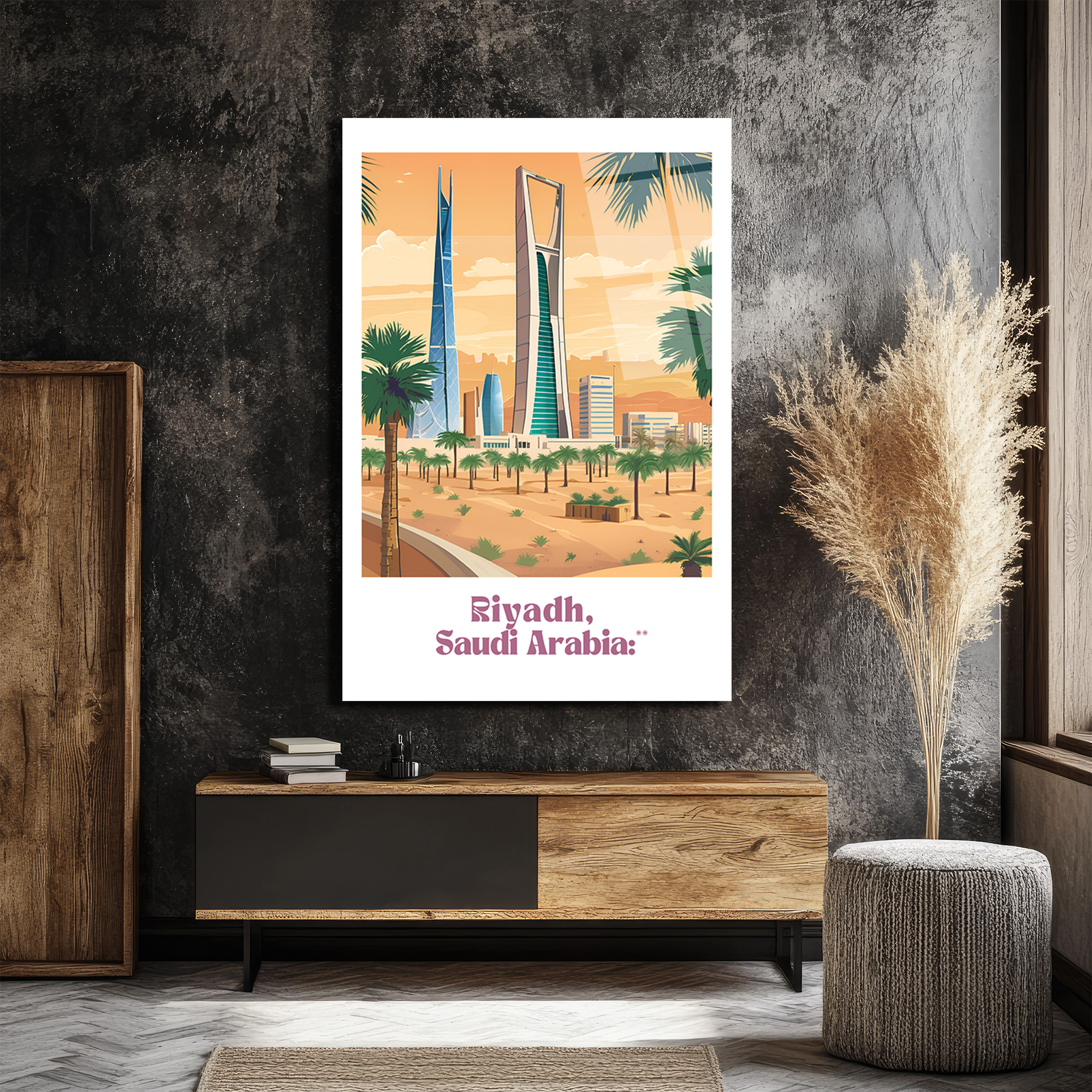 Riyadh, Suudi Arabistan Temalı Modern Cam Tablo - Glazella Riyadh, Suudi Arabistan Temalı Modern Cam Tablo - Glazella