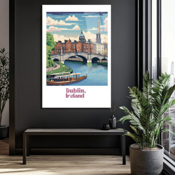 Dublin İrlanda Şehir Manzarası Cam Tablo - Sanatsal Seyahat Posteri - Glazella Dublin İrlanda Şehir Manzarası Cam Tablo - Sanatsal Seyahat Posteri - Glazella