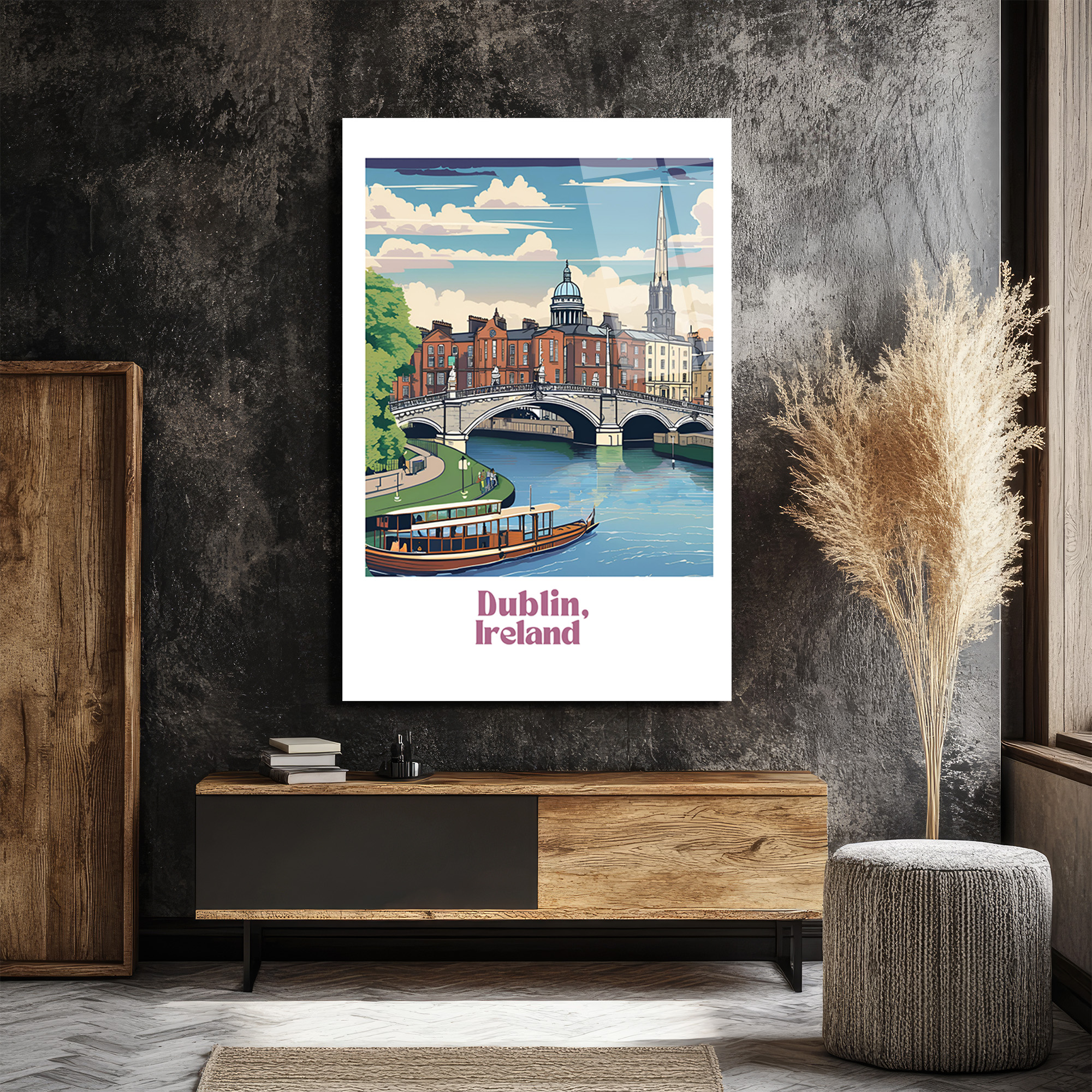Dublin İrlanda Şehir Manzarası Cam Tablo - Sanatsal Seyahat Posteri - Glazella Dublin İrlanda Şehir Manzarası Cam Tablo - Sanatsal Seyahat Posteri - Glazella