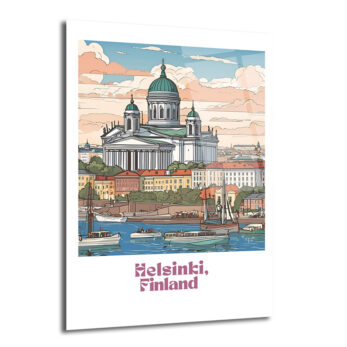 Helsinki Finlandiya Katedrali Manzaralı Sanatsal Cam Tablo - Glazella