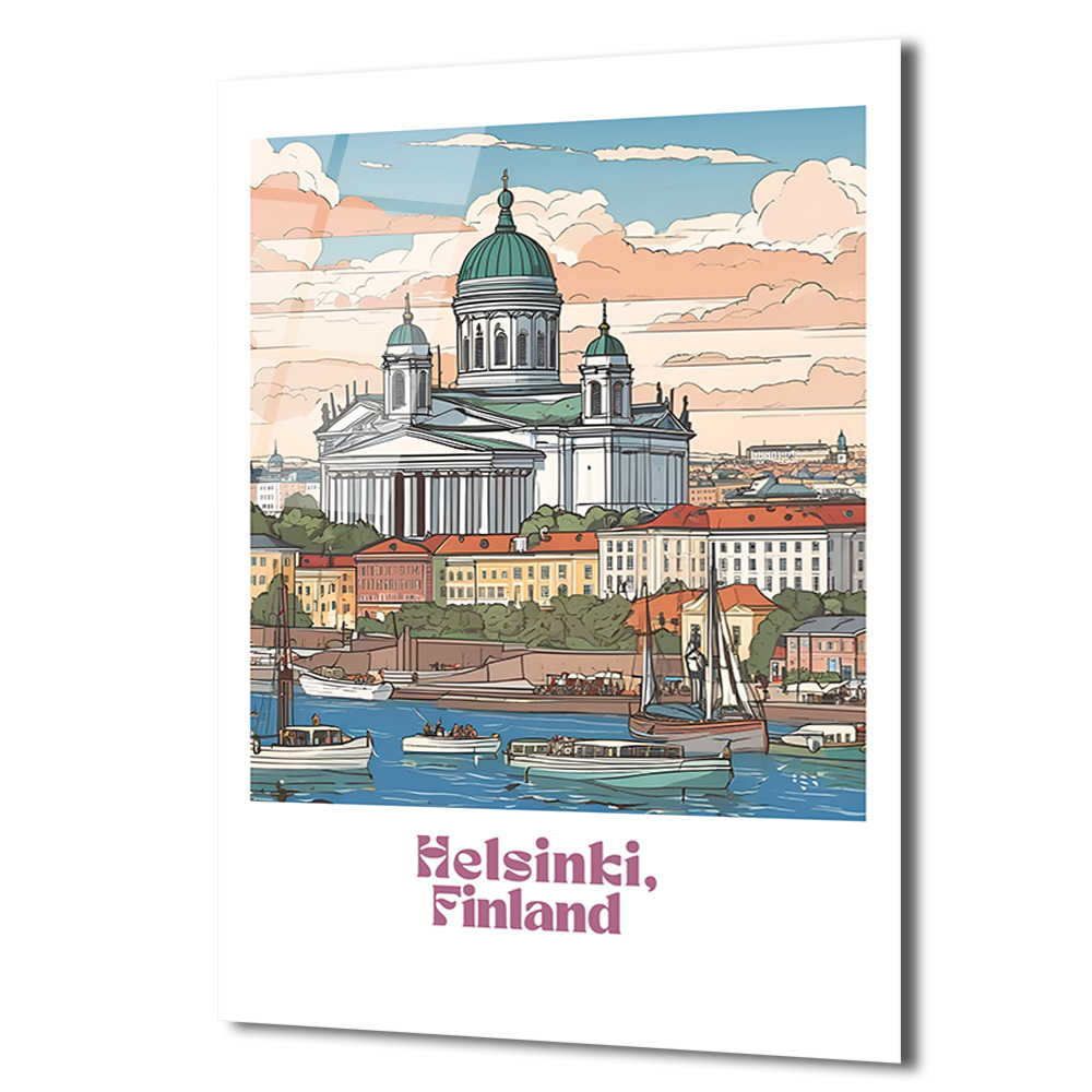 Helsinki Finlandiya Katedrali Manzaralı Sanatsal Cam Tablo - Glazella Helsinki Finlandiya Katedrali Manzaralı Sanatsal Cam Tablo - Glazella