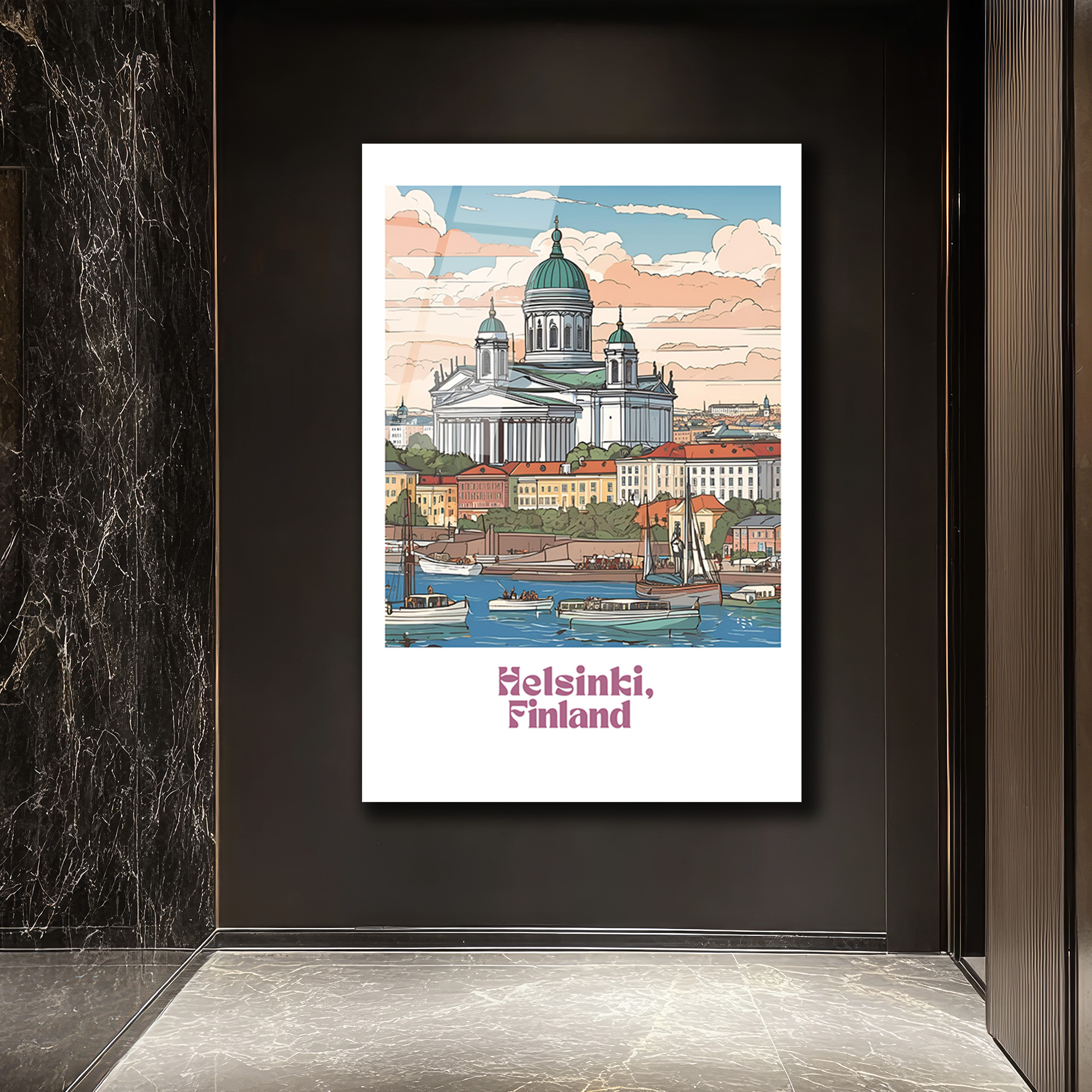 Helsinki Finlandiya Katedrali Manzaralı Sanatsal Cam Tablo - Glazella Helsinki Finlandiya Katedrali Manzaralı Sanatsal Cam Tablo - Glazella