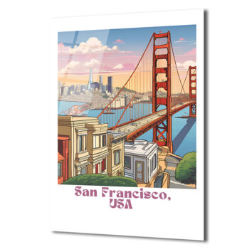 San Francisco Golden Gate Köprüsü Temalı Modern Cam Tablo - Glazella