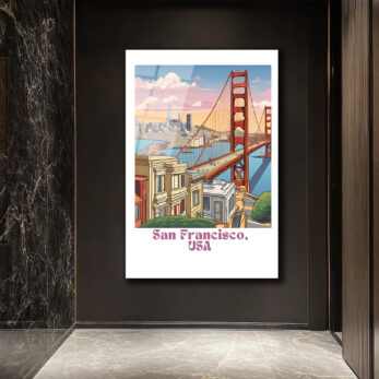 San Francisco Golden Gate Köprüsü Temalı Modern Cam Tablo - Glazella San Francisco Golden Gate Köprüsü Temalı Modern Cam Tablo - Glazella