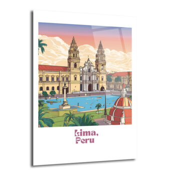Lima, Peru Şehir Manzarası Modern Cam Tablo - Glazella