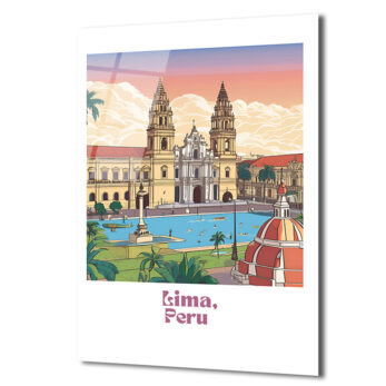 Lima, Peru Şehir Manzarası Modern Cam Tablo - Glazella Lima, Peru Şehir Manzarası Modern Cam Tablo - Glazella
