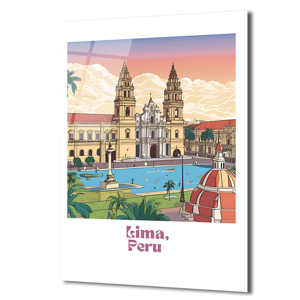 Lima, Peru Şehir Manzarası Modern Cam Tablo - Glazella Lima, Peru Şehir Manzarası Modern Cam Tablo - Glazella
