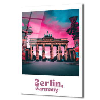 Berlin Brandenburg Kapısı Cam Tablo: Neon Şehir Rüyası - Glazella