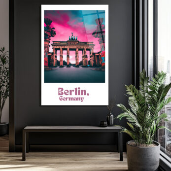 Berlin Brandenburg Kapısı Cam Tablo: Neon Şehir Rüyası - Glazella
