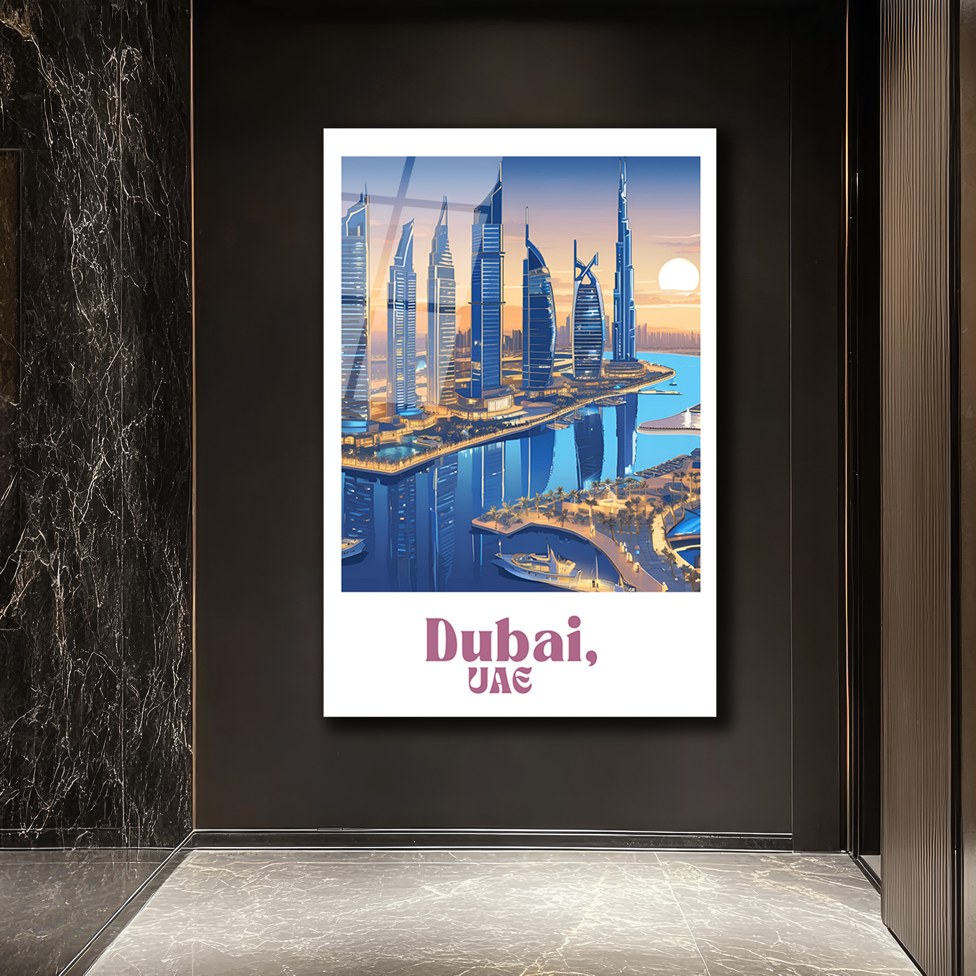 Dubai Büyüsü Şehir Manzarası Cam Tablo - Glazella Dubai Büyüsü Şehir Manzarası Cam Tablo - Glazella