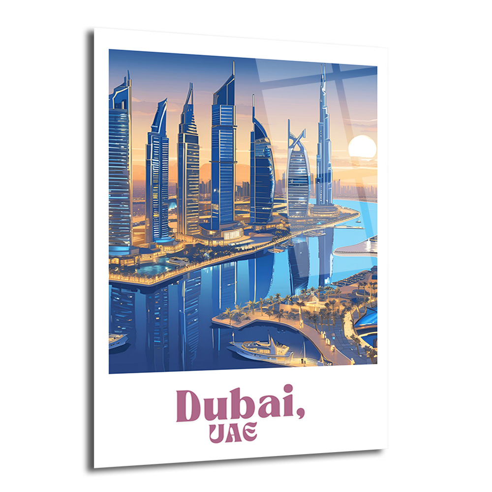 Dubai Büyüsü Şehir Manzarası Cam Tablo - Glazella Dubai Büyüsü Şehir Manzarası Cam Tablo - Glazella