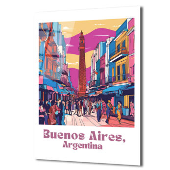 Buenos Aires Sokakları Canlı Şehir Manzarası Cam Tablo - Glazella Buenos Aires Sokakları Canlı Şehir Manzarası Cam Tablo - Glazella