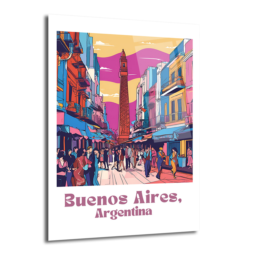 Buenos Aires Sokakları Canlı Şehir Manzarası Cam Tablo - Glazella Buenos Aires Sokakları Canlı Şehir Manzarası Cam Tablo - Glazella