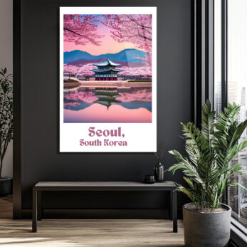 Seul Sakura Manzarası Cam Tablo - Kore Baharı Estetiği - Glazella Seul Sakura Manzarası Cam Tablo - Kore Baharı Estetiği - Glazella