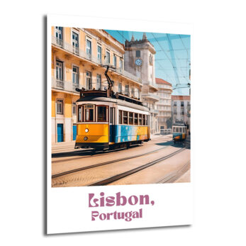 Lizbon Tramvayı Cam Tablo - Portekiz Şehir Manzarası - Glazella
