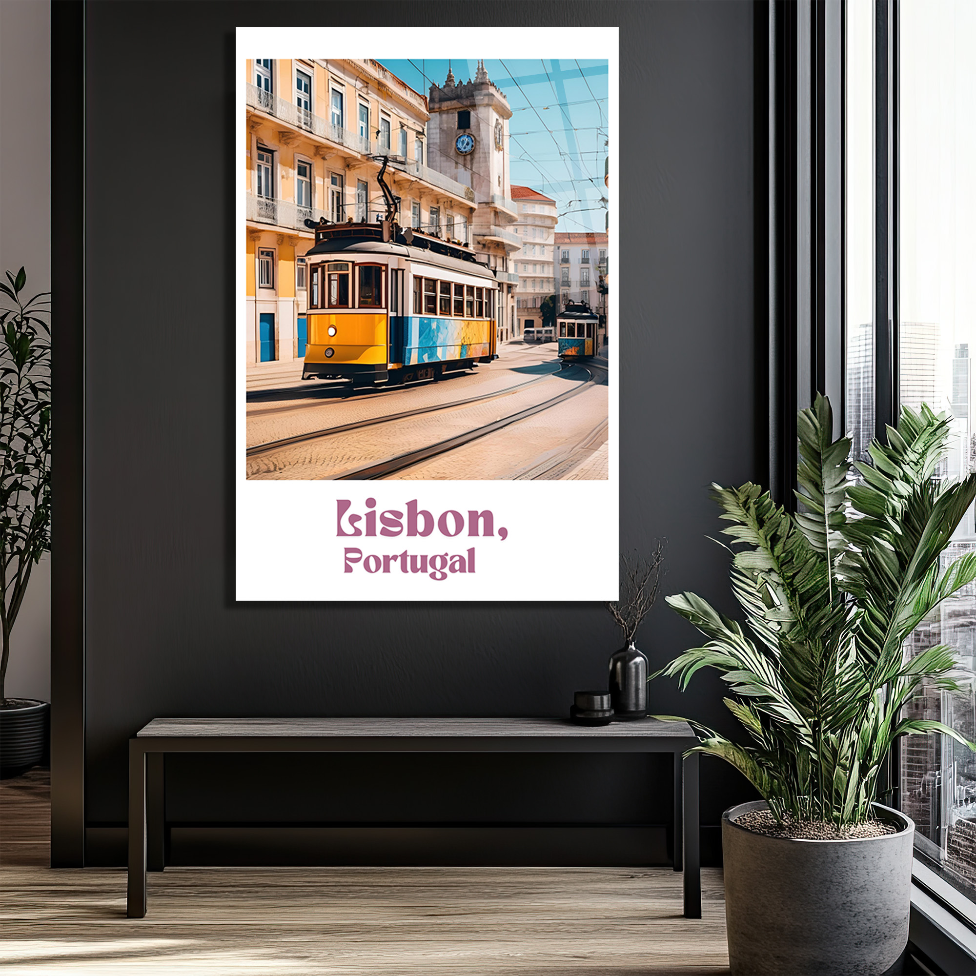 Lizbon Tramvayı Cam Tablo - Portekiz Şehir Manzarası - Glazella Lizbon Tramvayı Cam Tablo - Portekiz Şehir Manzarası - Glazella