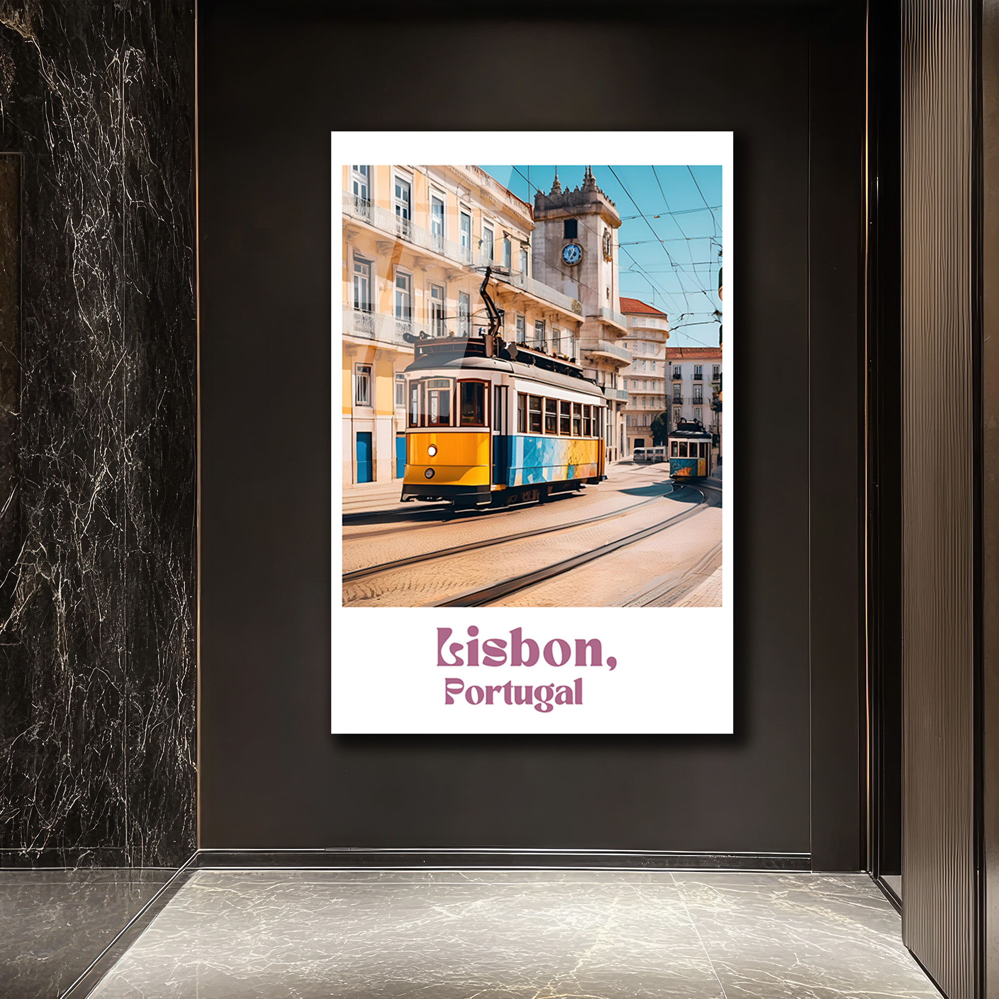 Lizbon Tramvayı Cam Tablo - Portekiz Şehir Manzarası - Glazella Lizbon Tramvayı Cam Tablo - Portekiz Şehir Manzarası - Glazella
