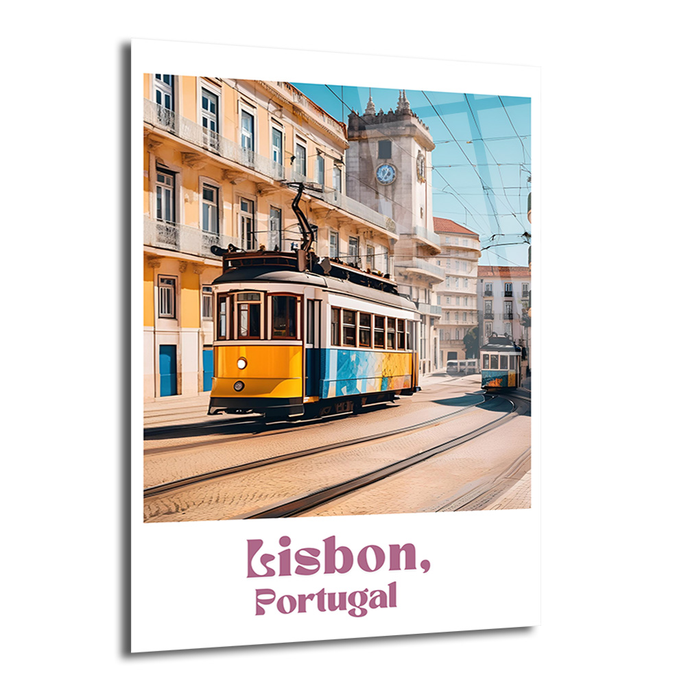 Lizbon Tramvayı Cam Tablo - Portekiz Şehir Manzarası - Glazella Lizbon Tramvayı Cam Tablo - Portekiz Şehir Manzarası - Glazella