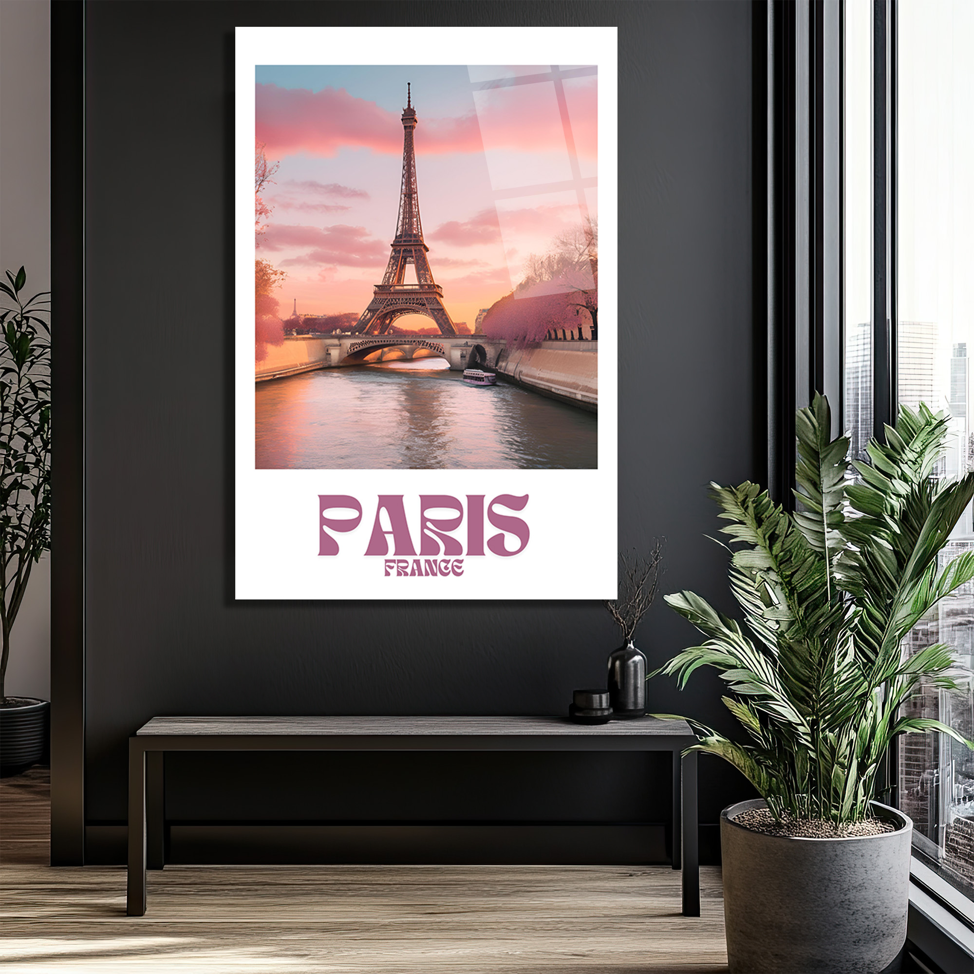 Paris Eyfel Kulesi Gün Batımı Manzarası Cam Tablo - Glazella Paris Eyfel Kulesi Gün Batımı Manzarası Cam Tablo - Glazella