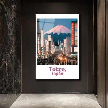 Tokyo Fuji Manzarası Cam Tablo - Japonya Şehir Sanatı - Glazella