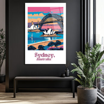 Sydney Opera Binası ve Köprüsü Pop Art Cam Tablo - Glazella Sydney Opera Binası ve Köprüsü Pop Art Cam Tablo - Glazella