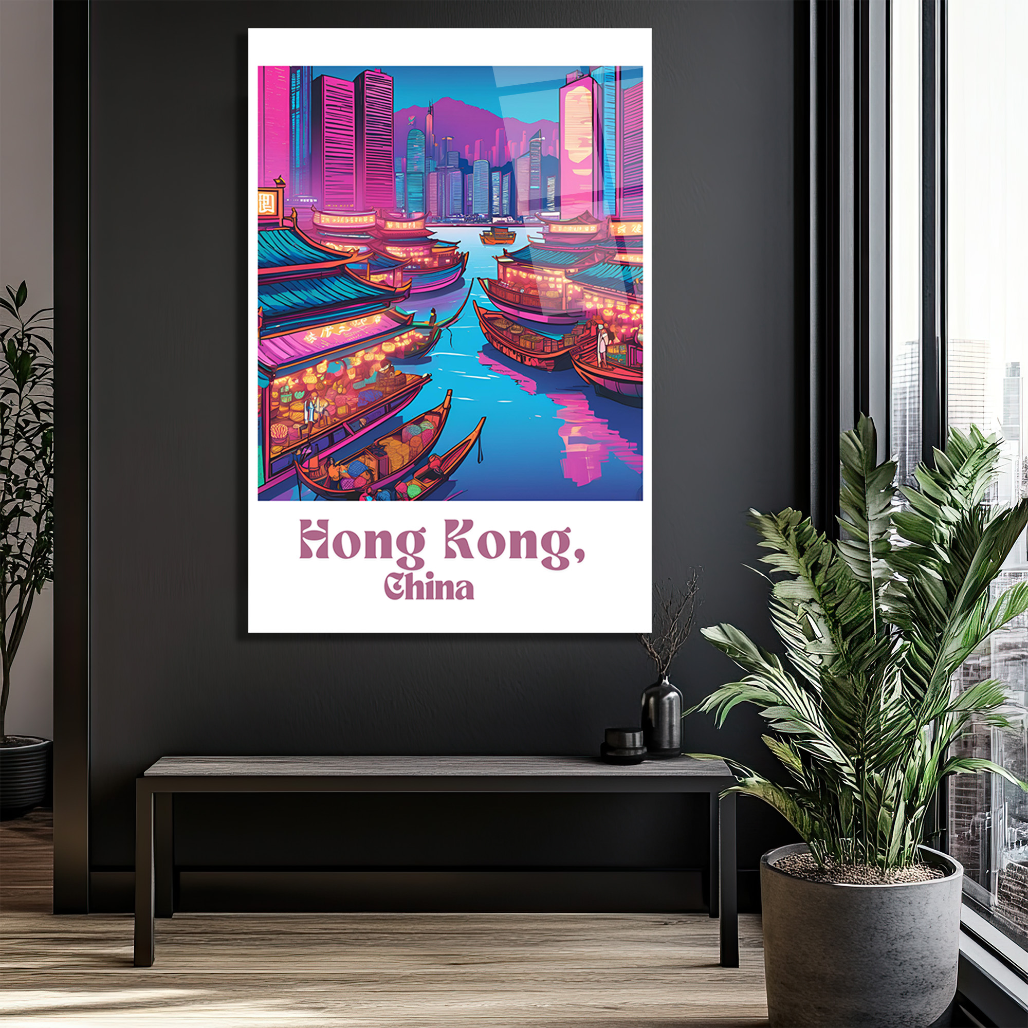 Hong Kong Neon Işıklar Cam Tablo: Uzakdoğu'nun Büyüsü - Glazella Hong Kong Neon Işıklar Cam Tablo: Uzakdoğu'nun Büyüsü - Glazella