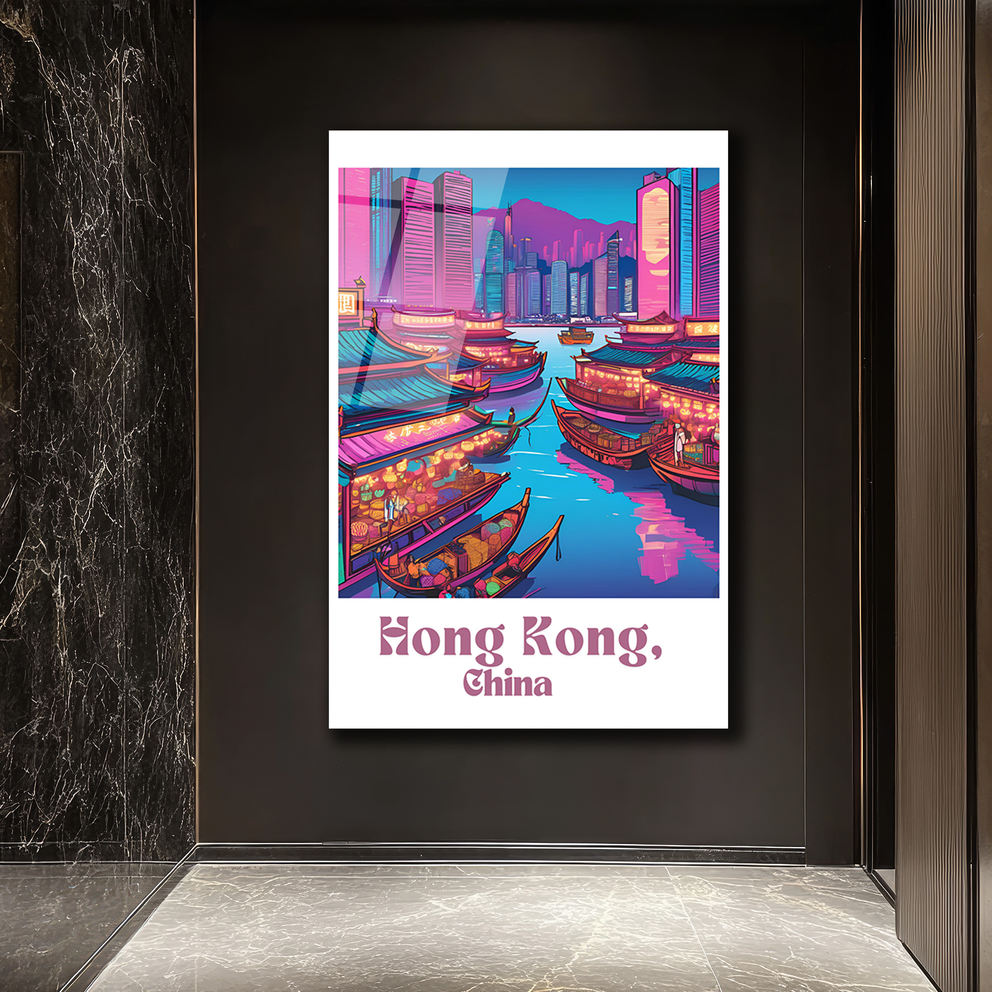 Hong Kong Neon Işıklar Cam Tablo: Uzakdoğu'nun Büyüsü - Glazella Hong Kong Neon Işıklar Cam Tablo: Uzakdoğu'nun Büyüsü - Glazella