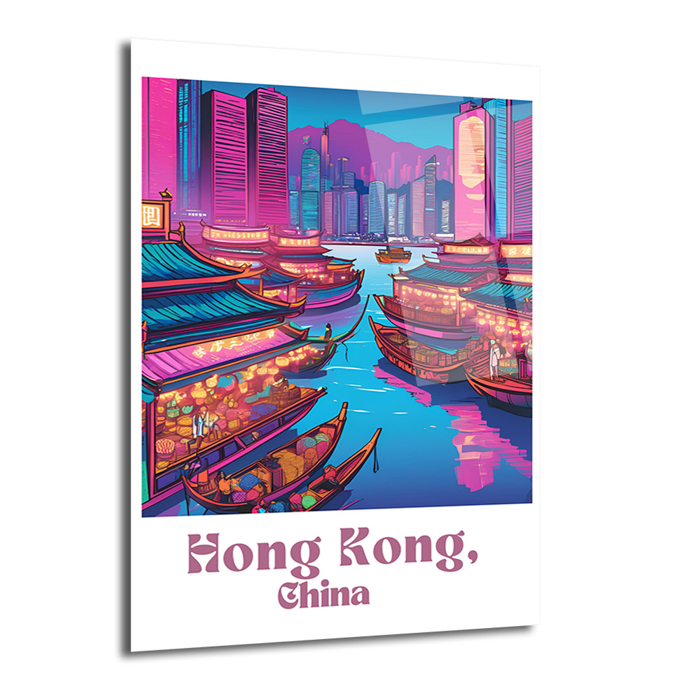Hong Kong Neon Işıklar Cam Tablo: Uzakdoğu'nun Büyüsü - Glazella Hong Kong Neon Işıklar Cam Tablo: Uzakdoğu'nun Büyüsü - Glazella