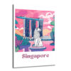 Singapur Merlion Marina Bay Sands Manzaralı Pembe Cam Tablo - Glazella Singapur Merlion Marina Bay Sands Manzaralı Pembe Cam Tablo - Glazella