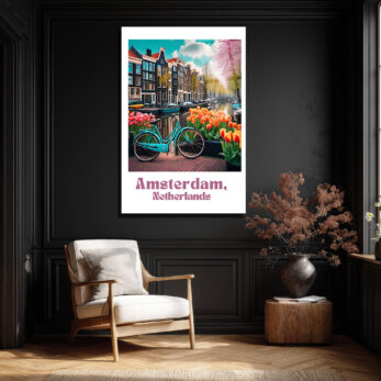 Amsterdam Baharı Lale ve Bisiklet Cam Tablo - Glazella Amsterdam Baharı Lale ve Bisiklet Cam Tablo - Glazella