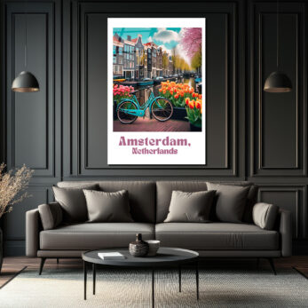 Amsterdam Baharı Lale ve Bisiklet Cam Tablo - Glazella Amsterdam Baharı Lale ve Bisiklet Cam Tablo - Glazella