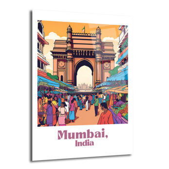 Mumbai Pazarı Enerjisi Cam Tablo | Hindistan Seyahat Sanatı - Glazella