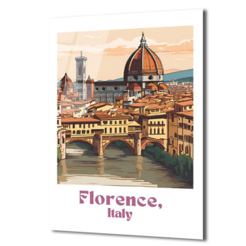 Floransa İtalya Manzarası Cam Tablo | Ponte Vecchio ve Duomo Sanatı - Glazella