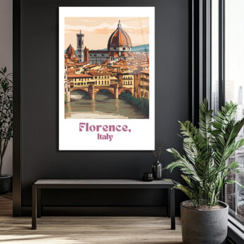 Floransa İtalya Manzarası Cam Tablo | Ponte Vecchio ve Duomo Sanatı - Glazella